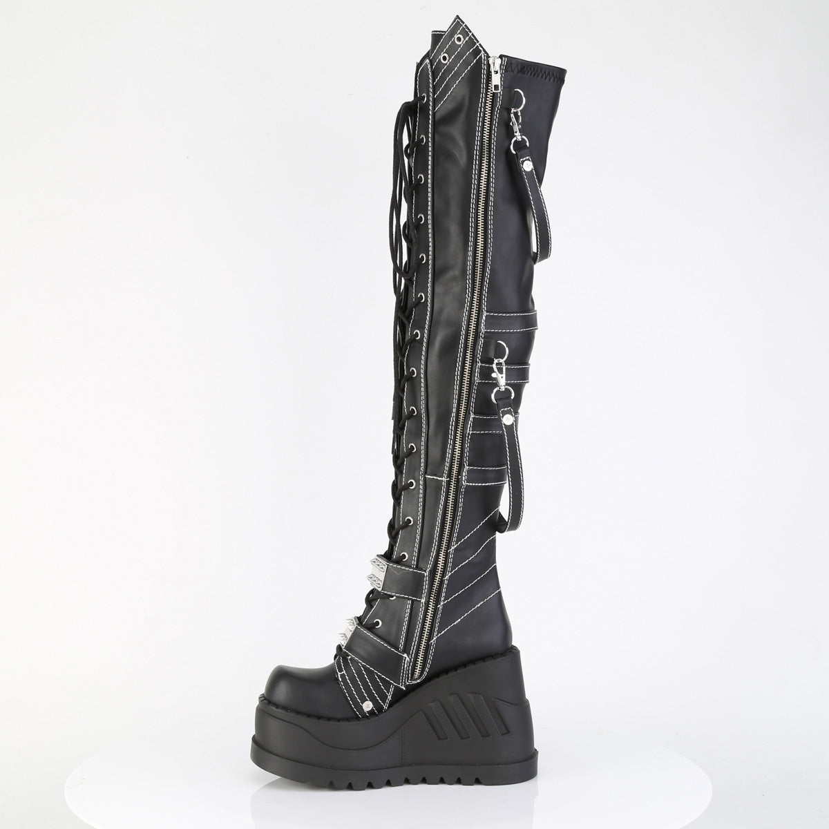 4 3/4" Wedge PF STR Over-The-Knee Boot, Inside Zip (Demonia STO310/BVL)