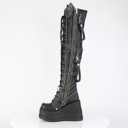4 3/4" Wedge PF STR Over-The-Knee Boot, Inside Zip (Demonia STO310/BVL)