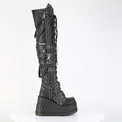4 3/4" Wedge PF STR Over-The-Knee Boot, Inside Zip (Demonia STO310/BVL)