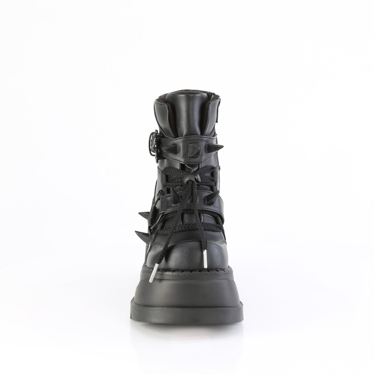 4 3/4" Wedge PF Lace-Up Ankle Boot, Inside Zip (Demonia STO60/BVL)