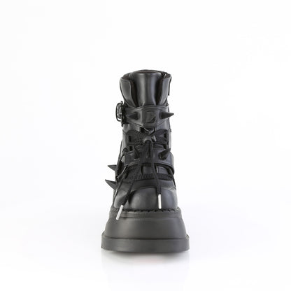 4 3/4" Wedge PF Lace-Up Ankle Boot, Inside Zip (Demonia STO60/BVL)