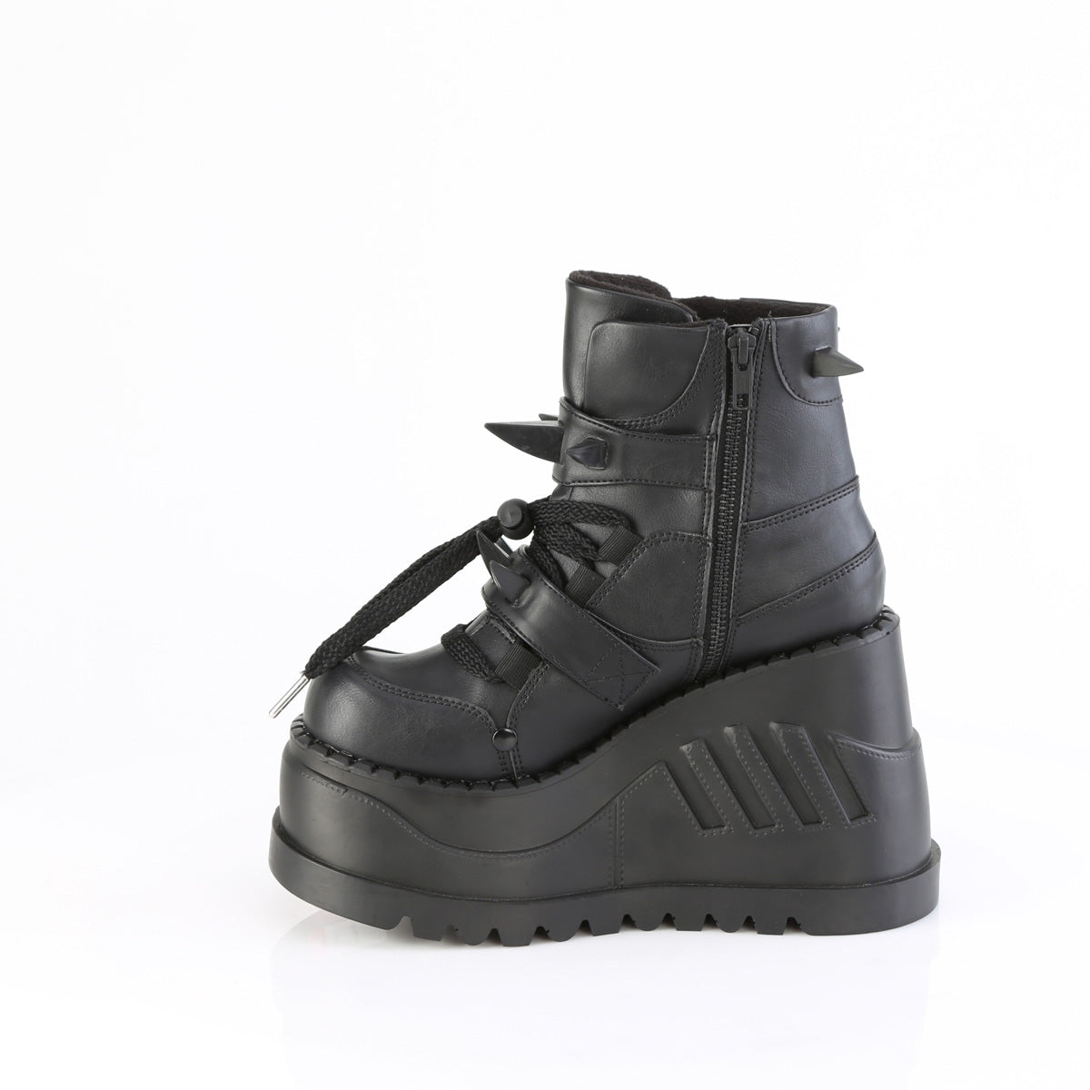4 3/4" Wedge PF Lace-Up Ankle Boot, Inside Zip (Demonia STO60/BVL)