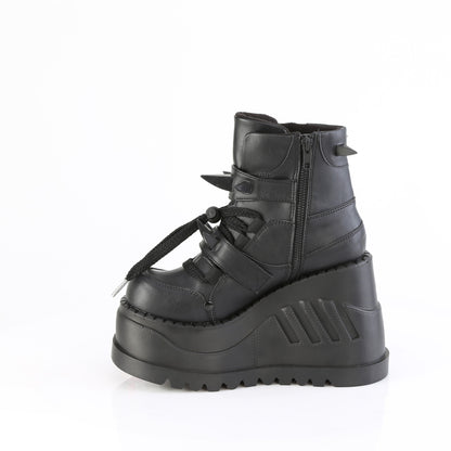 4 3/4" Wedge PF Lace-Up Ankle Boot, Inside Zip (Demonia STO60/BVL)