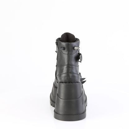 4 3/4" Wedge PF Lace-Up Ankle Boot, Inside Zip (Demonia STO60/BVL)