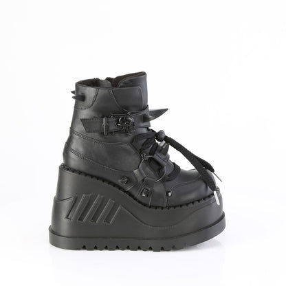 4 3/4" Wedge PF Lace-Up Ankle Boot, Inside Zip (Demonia STO60/BVL)
