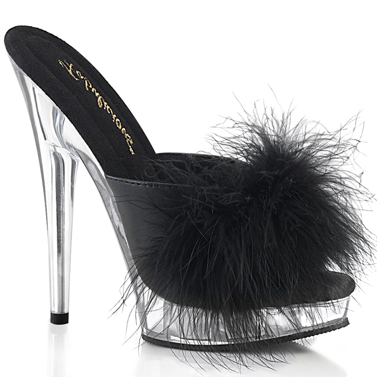 *6" Heel, 1" PF Marabou Slipper (Fabulicious SUL601F/BPPU)