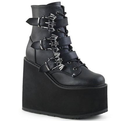 5 1/2" PF Lace-Up Ankle Boot w/ 3 Buckle Straps, Side Zip (Demonia SWI103/BVL)