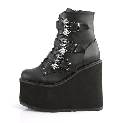 5 1/2" PF Lace-Up Ankle Boot w/ 3 Buckle Straps, Side Zip (Demonia SWI103/BVL)