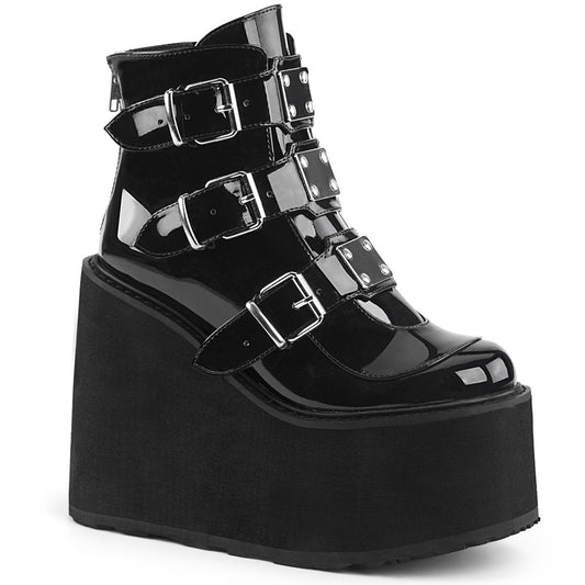 **5 1/2" PF Ankle Boot w/ 3 Buckle Straps, Back Zip (Demonia SWI105/B)