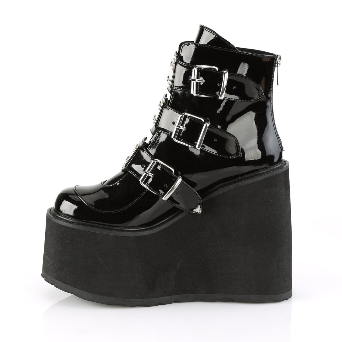 **5 1/2" PF Ankle Boot w/ 3 Buckle Straps, Back Zip (Demonia SWI105/B)