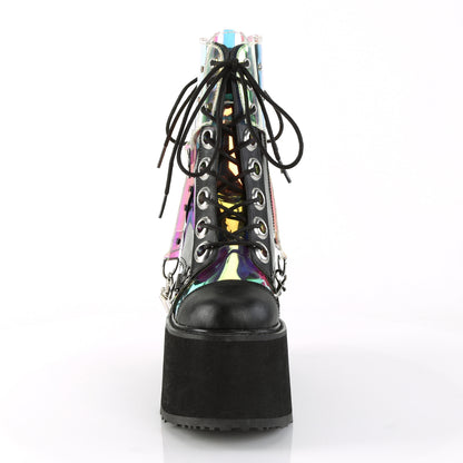 **5 1/2" PF Lace-Up Ankle Boot w/ PVC Harnesss, Side Zip (Demonia SWI115/BVL-HGPVC)
