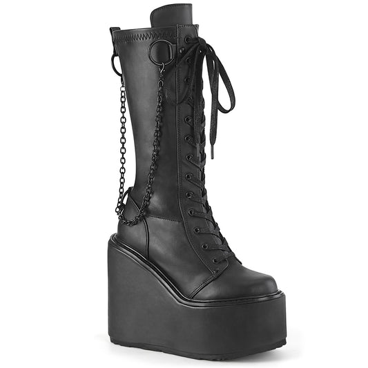 **5 1/2" PF Lace-Up Knee High Boot, Side Zip (Demonia SWI150/BVL)