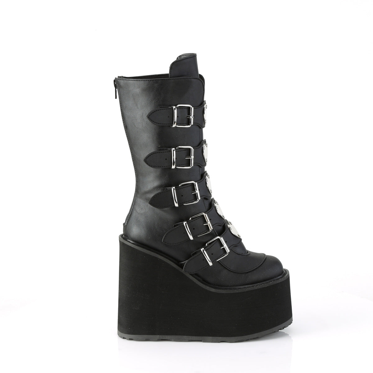 5 1/2" PF Mid-Calf Boot w/5 BuckleStraps, BackMetalZip (Demonia SWI230/BVL)