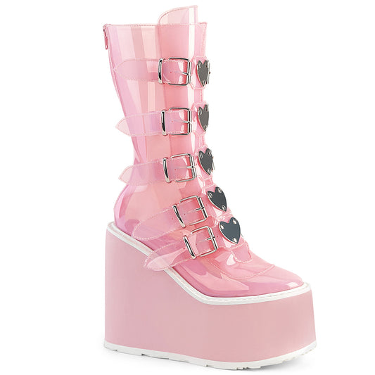 **5 1/2" PF Mid-Calf Boot w/5 Buckle Straps, Back Metal Zip (Demonia SWI230C/BPTPU)