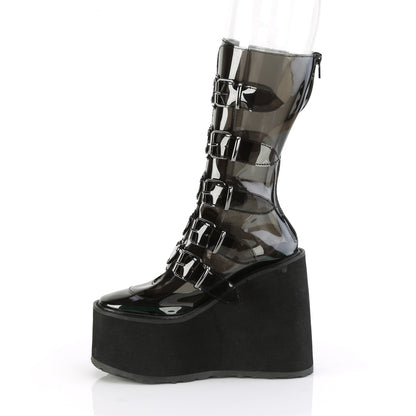 **5 1/2" PF Mid-Calf Boot w/5 Buckle Straps, Back Metal Zip (Demonia SWI230C/BPTPU)