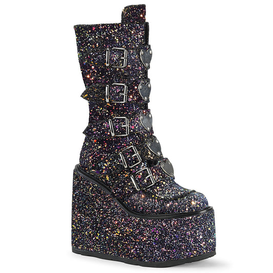 **5 1/2" PF Mid-Calf Boot w/ 5 Buckle Straps, Back Metal Zip (Demonia SWI230G/BMCG)