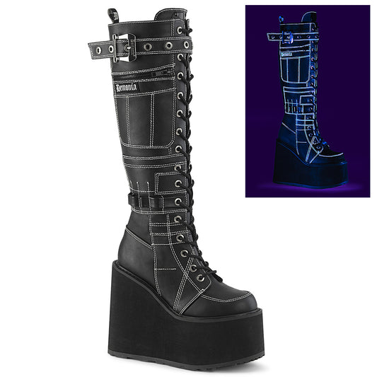 5 1/2" PF Lace-Up Knee High Boot, Side Zip (Demonia SWI260/BVL)