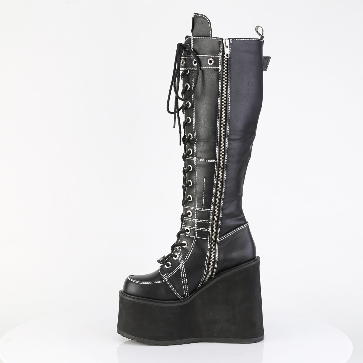 5 1/2" PF Lace-Up Knee High Boot, Side Zip (Demonia SWI260/BVL)