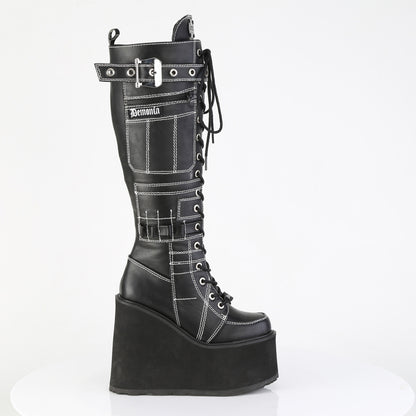 5 1/2" PF Lace-Up Knee High Boot, Side Zip (Demonia SWI260/BVL)
