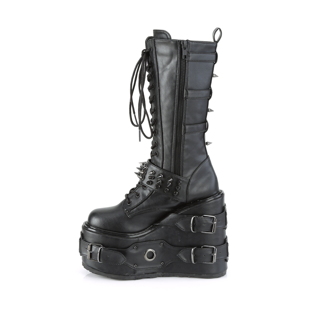 5 1/2" PF Lace-Up Mid-Calf Boot, Side Zip (Demonia SWI327/BVL)