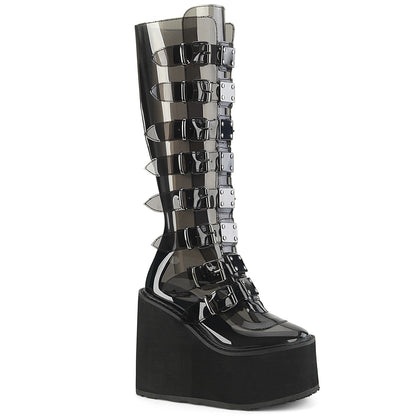 **5 1/2" PF Knee High Boot w/8 Buckle Straps,Back Metal Zip (Demonia SWI815C/BPTPU)