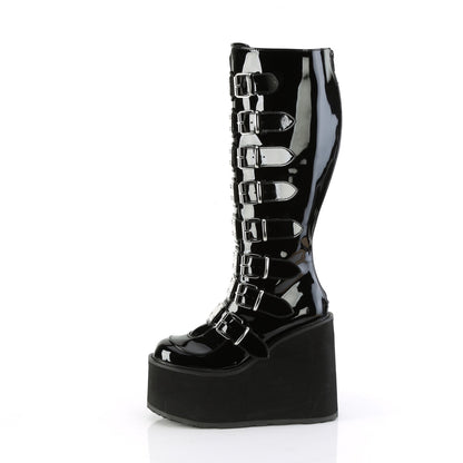 5 1/2" PF Wide Calf Knee Boot w/ Buckle Straps, Back Zip (Demonia SWI815WC/B)