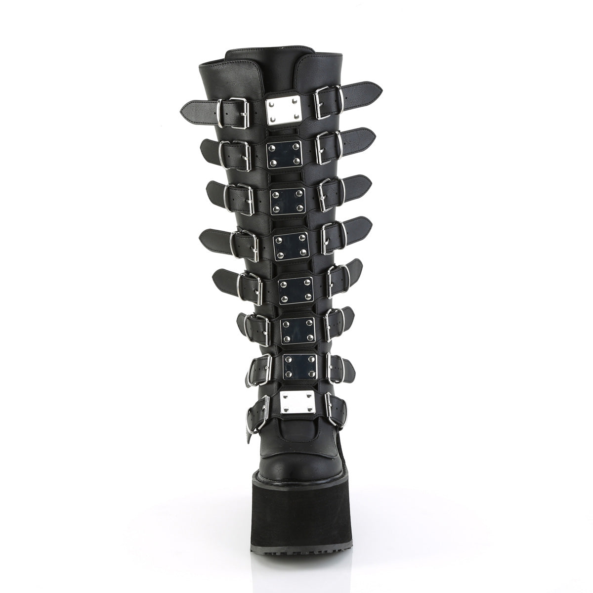 5 1/2" PF Wide Calf Knee Boot w/ Buckle Straps, Back Zip (Demonia SWI815WC/B)