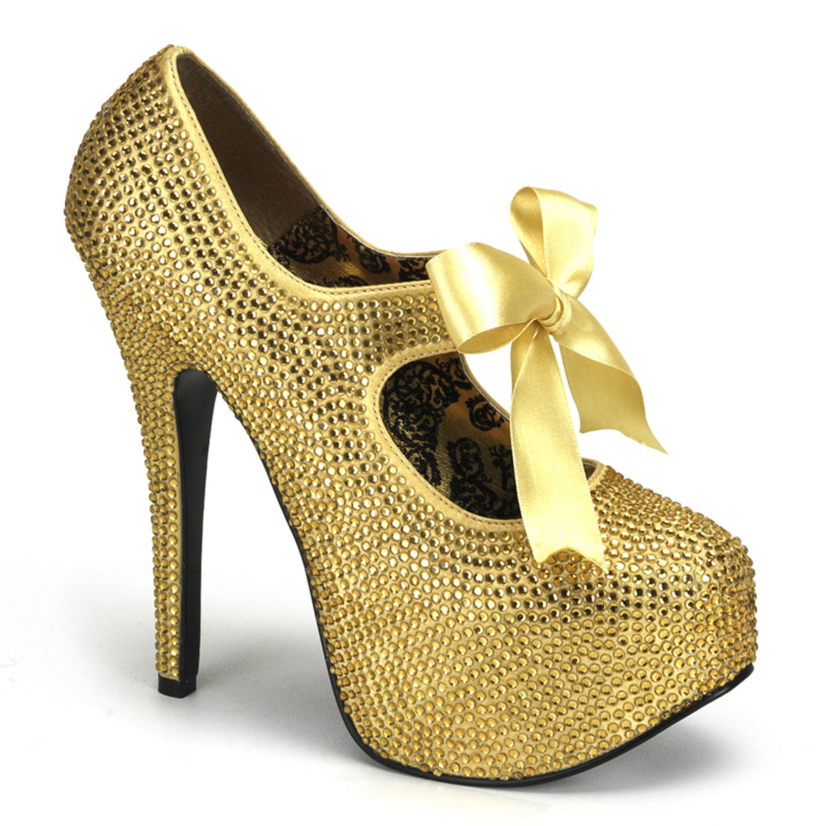 *5 3/4" Heel Rhinestone Platform W/Ribbon Bow Tie (Bordello TEE04R/BP)