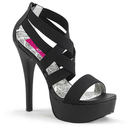 5 3/4" Heel, 1 3/4" PF Cross Close Back Sandal, Back Zip (Pleaser Pink Label TEE47W/B)