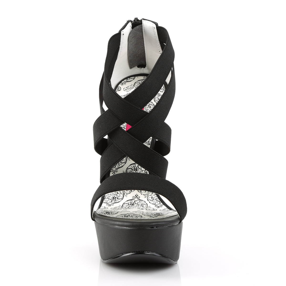 5 3/4" Heel, 1 3/4" PF Cross Close Back Sandal, Back Zip (Pleaser Pink Label TEE47W/B)