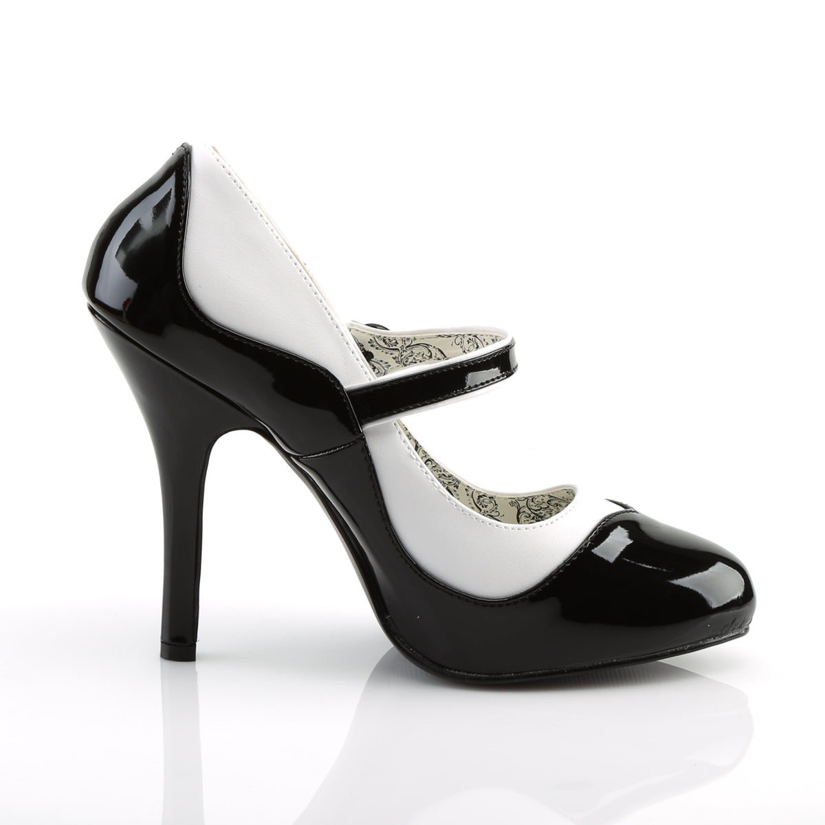 *4 1/2" Heel 2 Tone Maryjane W/Concealed Platform (Bordello TEM07/BW/PU)