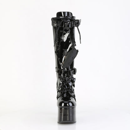 *5 1/2" Heel, 3" PF Lace Up Knee High Boot, Side Zip (Demonia TOR218/B)