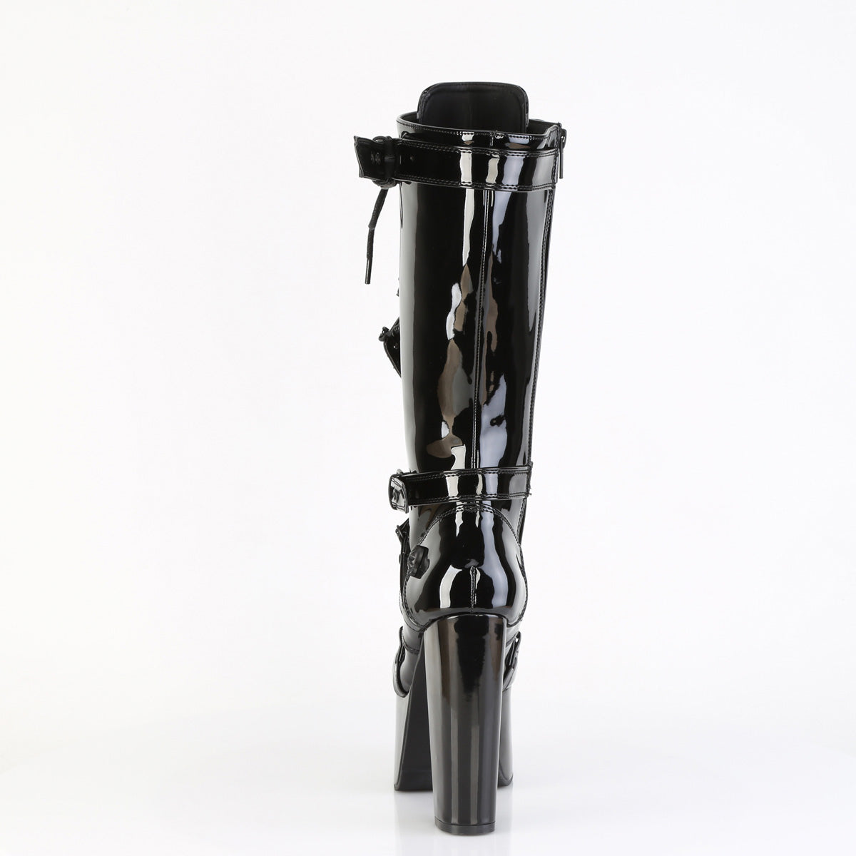 *5 1/2" Heel, 3" PF Lace Up Knee High Boot, Side Zip (Demonia TOR218/B)