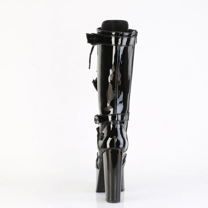 *5 1/2" Heel, 3" PF Lace Up Knee High Boot, Side Zip (Demonia TOR218/B)