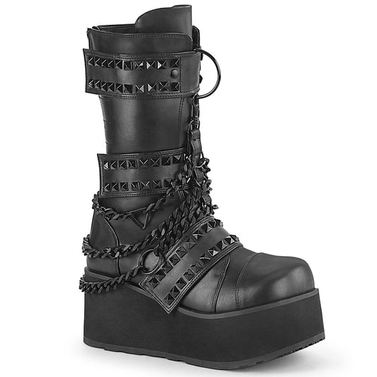 **3 1/4" PF 3 Hook and Loop Strap Mid-Calf Boot, Back Zip (Demonia TRA138/BVL)