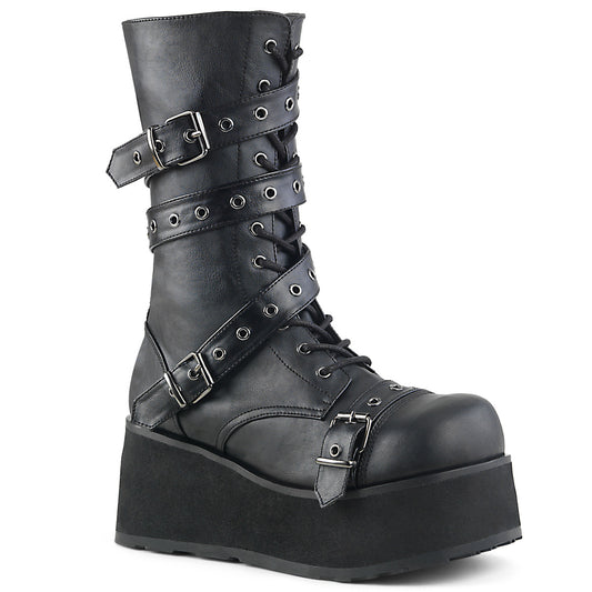 3 1/4" PF Goth Punk Calf Bt W/ Wrap Around Strap (Demonia TRA205/B/PU)