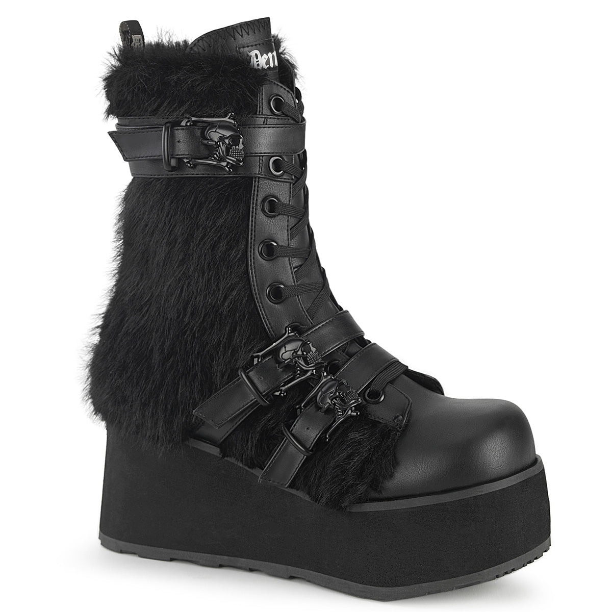 **3 1/4" PF Lace-Up Mid-Calf Boot, Side Zip (Demonia TRA218/BVL)