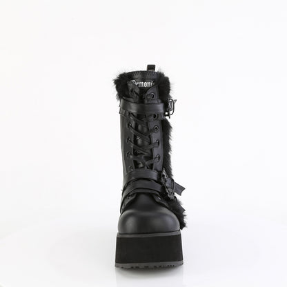 **3 1/4" PF Lace-Up Mid-Calf Boot, Side Zip (Demonia TRA218/BVL)