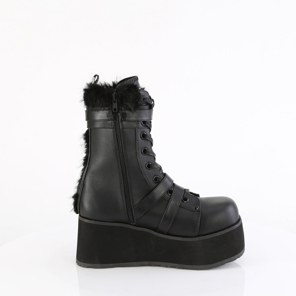 **3 1/4" PF Lace-Up Mid-Calf Boot, Side Zip (Demonia TRA218/BVL)
