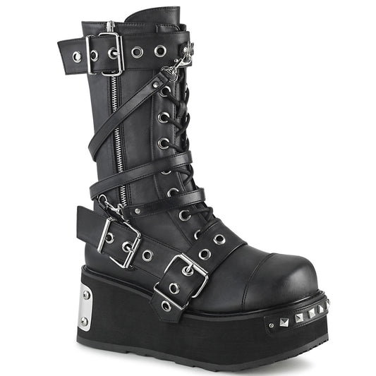 3 1/4" PF Mid-Calf Boot w/ Wrap Around Straps, Outside Zip (Demonia TRA250/BVL)