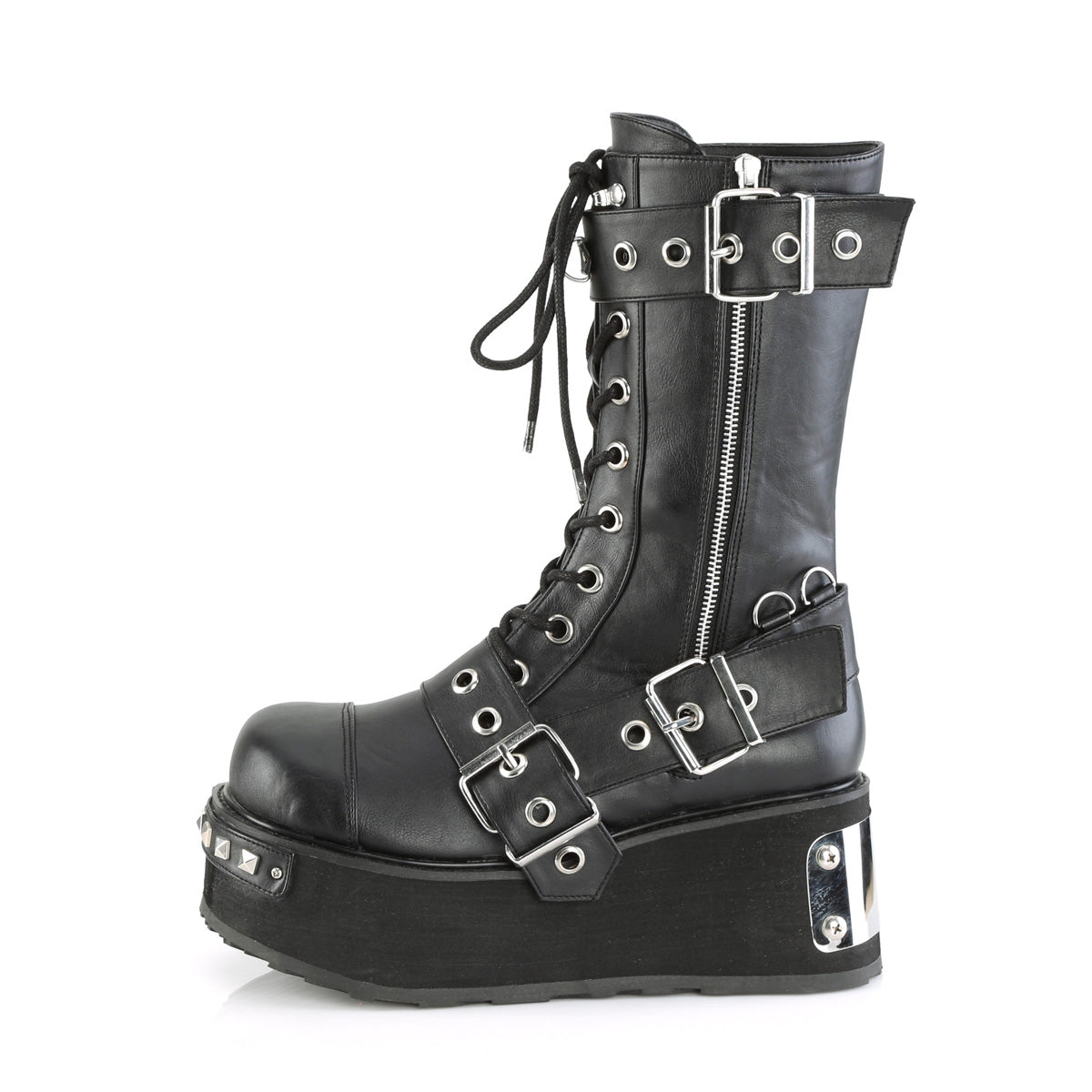 3 1/4" PF Mid-Calf Boot w/ Wrap Around Straps, Outside Zip (Demonia TRA250/BVL)