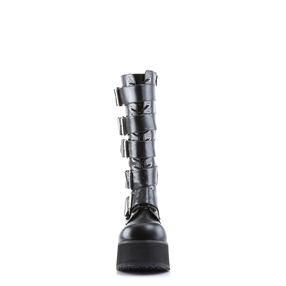 3 1/4" PF Goth Punk Pat Knee BT 5 Buckled W/ Zipper (Demonia TRA518/B)