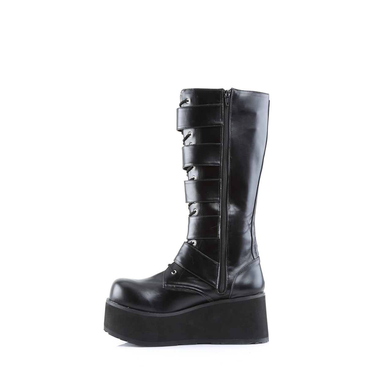 3 1/4" PF Goth Punk Pat Knee BT 5 Buckled W/ Zipper (Demonia TRA518/B)