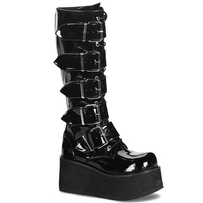 3 1/4" PF Goth Punk Pat Knee BT 5 Buckled W/ Zipper (Demonia TRA518/B)
