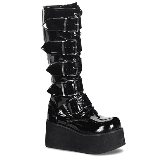 3 1/4" PF Goth Punk Pat Knee BT 5 Buckled W/ Zipper (Demonia TRA518/B)