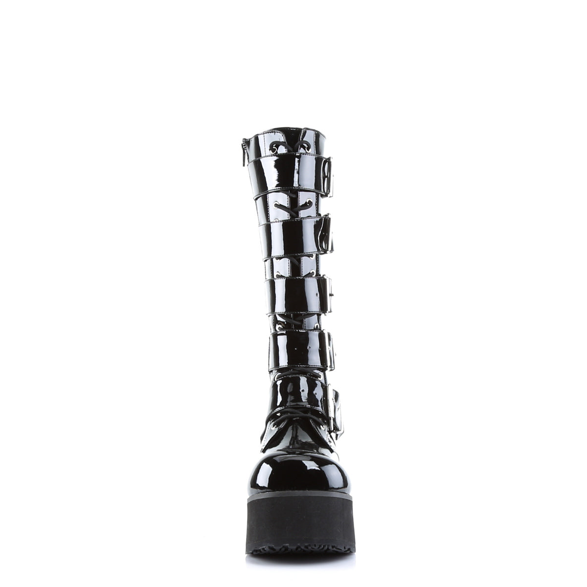 3 1/4" PF Goth Punk Pat Knee BT 5 Buckled W/ Zipper (Demonia TRA518/B)