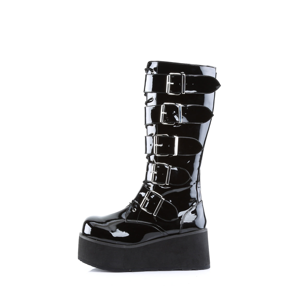 3 1/4" PF Goth Punk Pat Knee BT 5 Buckled W/ Zipper (Demonia TRA518/B)