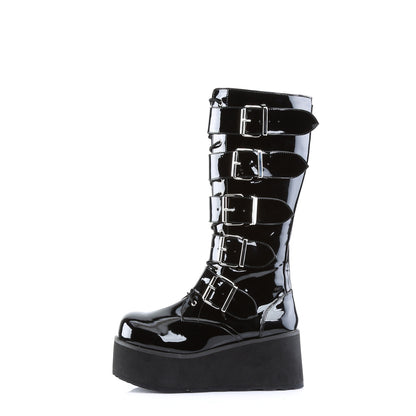3 1/4" PF Goth Punk Pat Knee BT 5 Buckled W/ Zipper (Demonia TRA518/B)