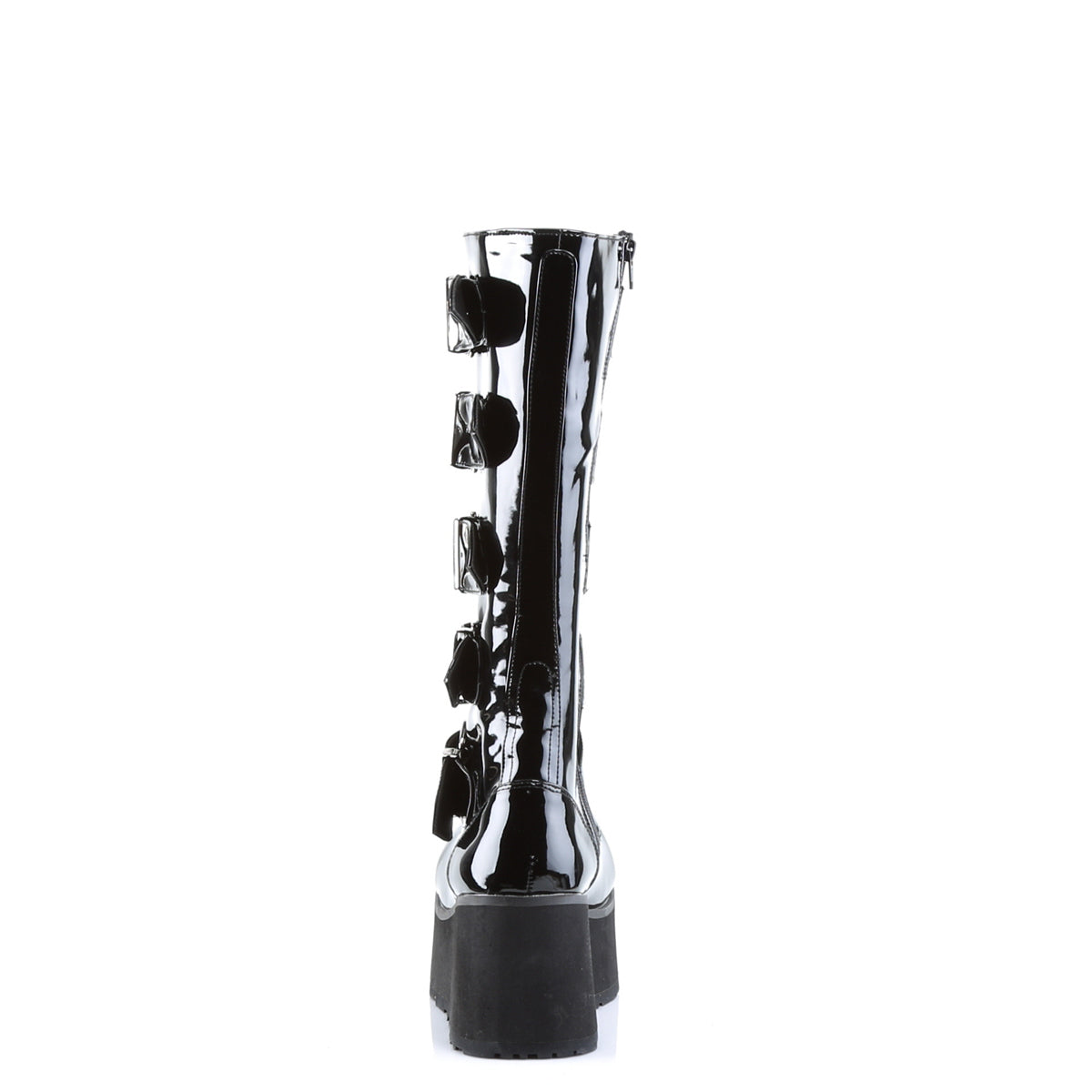 3 1/4" PF Goth Punk Pat Knee BT 5 Buckled W/ Zipper (Demonia TRA518/B)