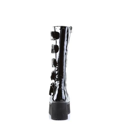 3 1/4" PF Goth Punk Pat Knee BT 5 Buckled W/ Zipper (Demonia TRA518/B)